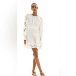 H & M - EMBROIDERED-DETAIL POPLIN DRESS